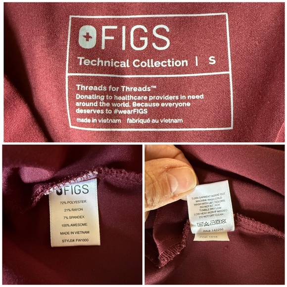 FIGS TECHNICAL COLLECTION SCRUBS SS V NECK TOP PULL ON DRAWSTRING WAIST PANTS S - Picture 10 of 11